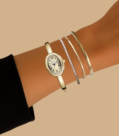 Yuvarlak Altın Renkli Saat